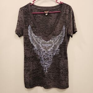 Harley-Davidson Las Vegas Cafe Angel Wings Short Sleeve Top XL